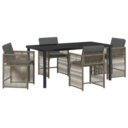 5-Delige Tuin Eettafelset Met Kussens Grijs Poly Rattan