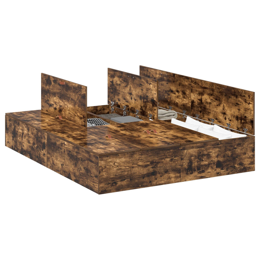 Opbergbedframe Gerookt Eiken 140 x 190 cm
