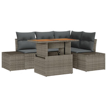 5-Delige Tuin Sofaset Met Kussens Grijs Poly Rattan