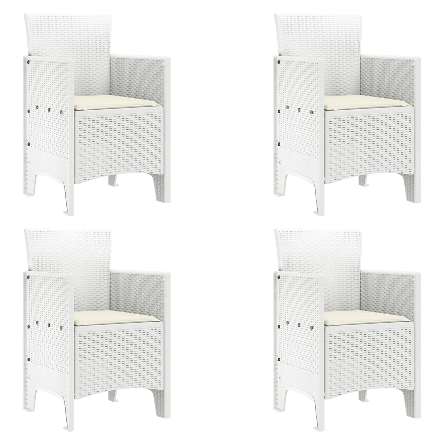 5-Delige Tuin Eetset Met Kussens Wit Poly Rattan