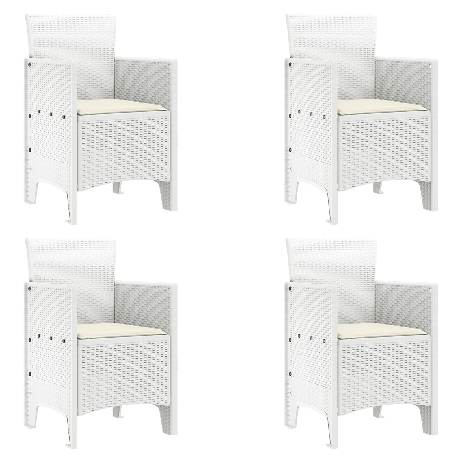 5-Delige Tuin Eetset Met Kussens Wit Poly Rattan