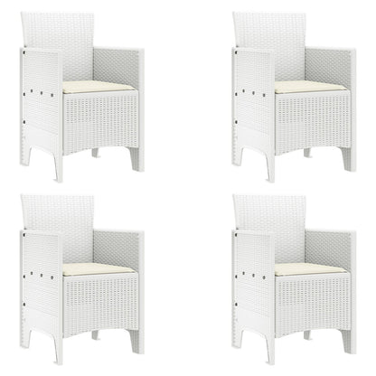 5-Delige Tuin Eetset Met Kussens Wit Poly Rattan