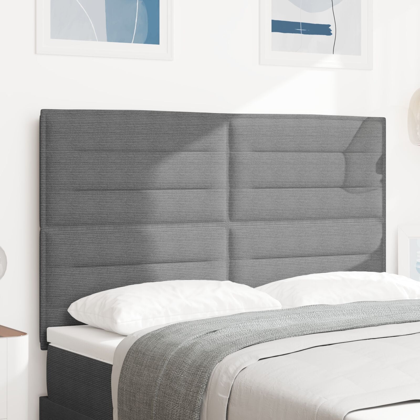 Hoofdbord Eenvoudig Design Corduroy Stof Lichtgrijs 160 cm Hoog hoofdbord