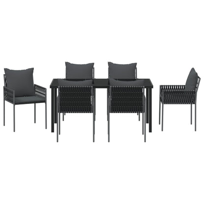 Set Van 4 Zwarte Stoelen, Donkergrijze Kussens