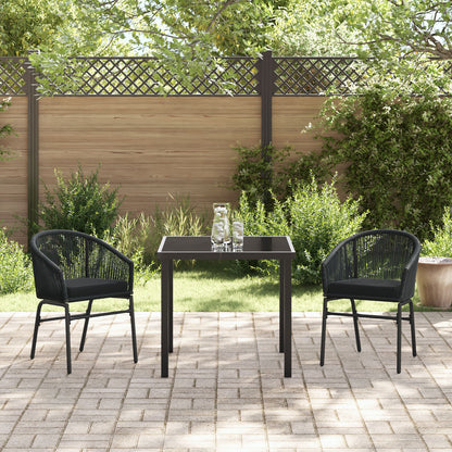 3-Delige Tuin Eetset Zwart Poly Riet