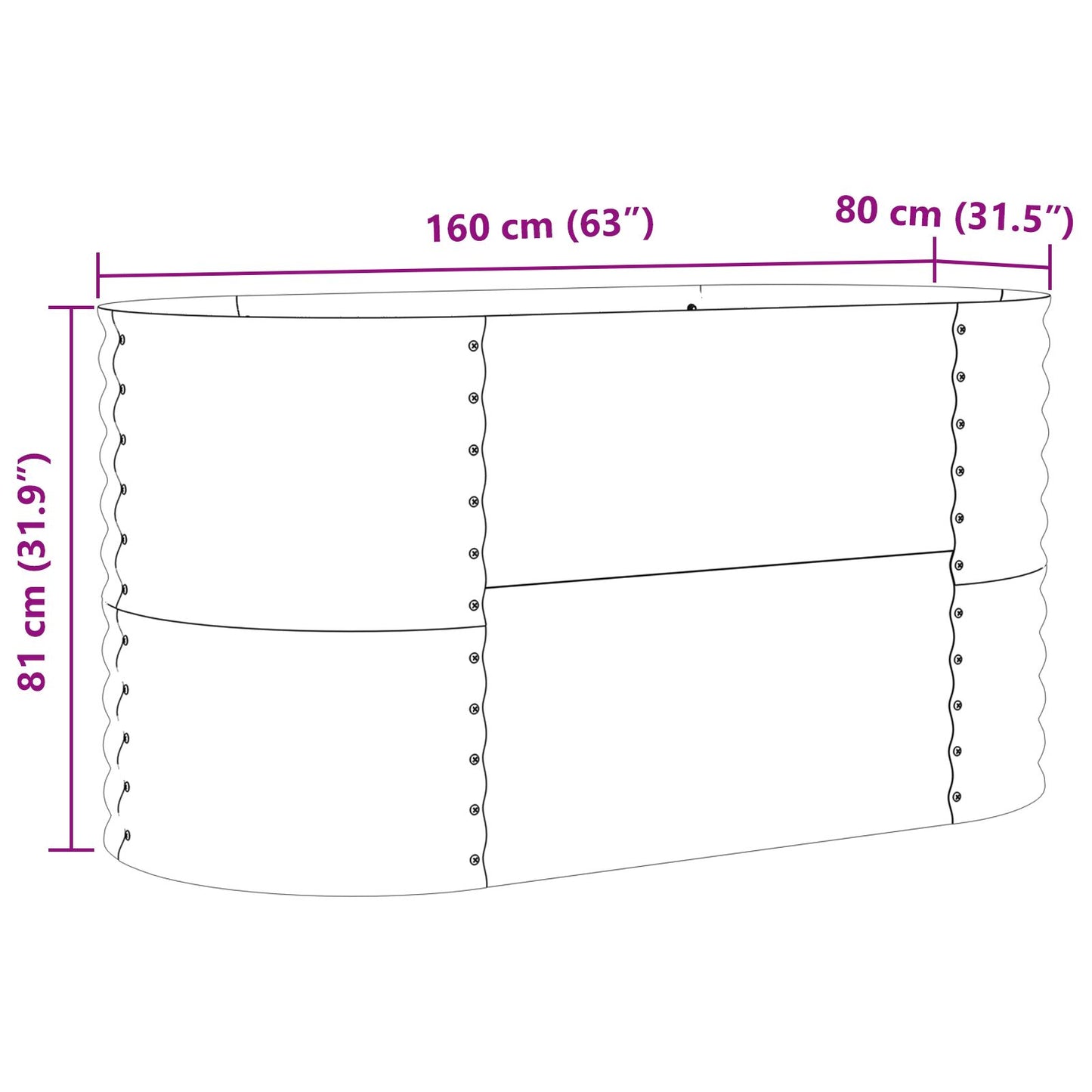 Tuin Kweekbak Gegalvaniseerd Staal 160 x 80 x 81 cm Bruin