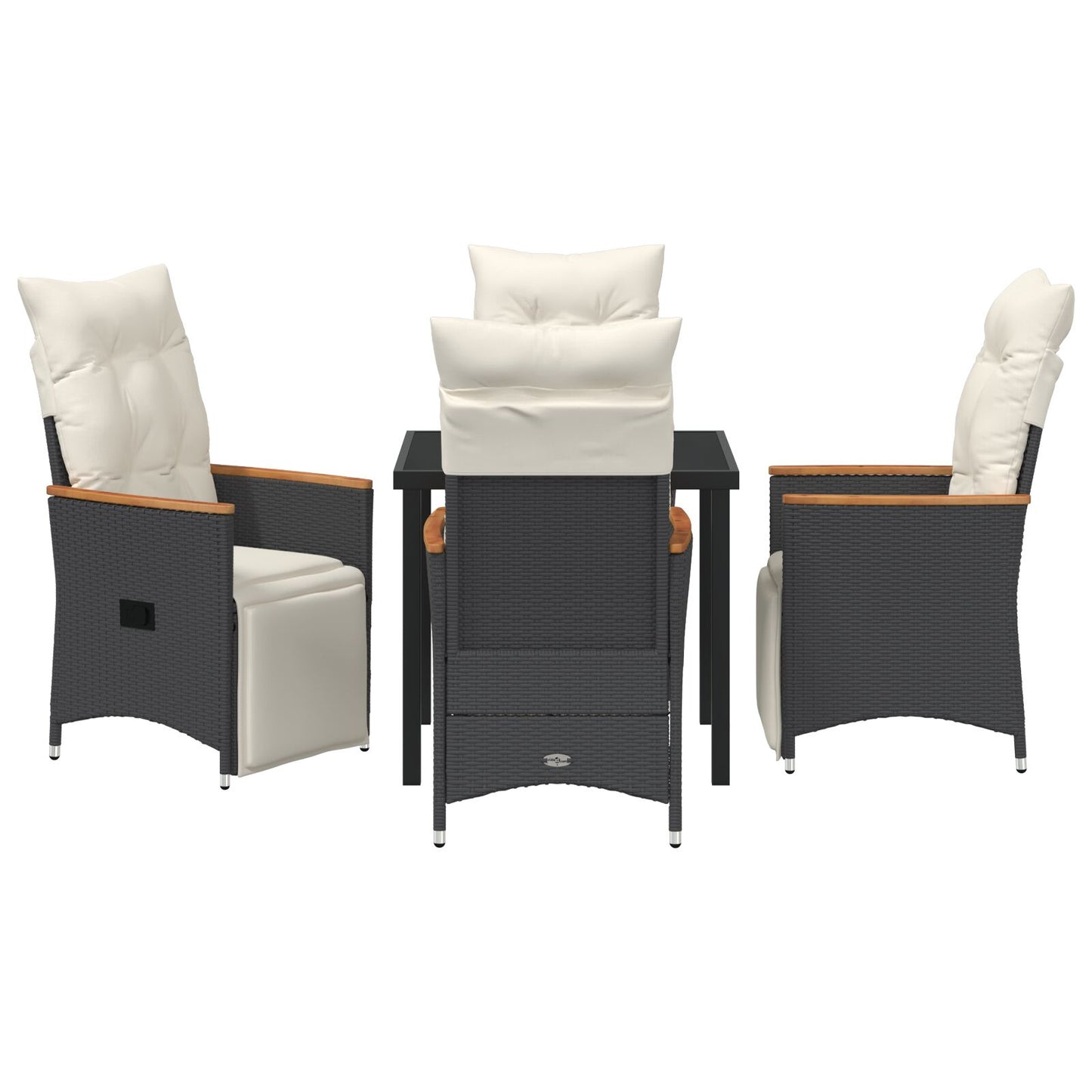 5-Delig Tuin Eetset Met Kussens Zwart Poly Rattan