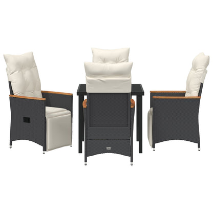 5-Delig Tuin Eetset Met Kussens Zwart Poly Rattan