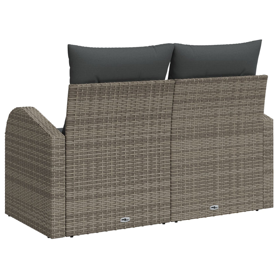 2-Zits Tuinbank Met Kussens Poly Rattan Grijs zonder opbergruimte