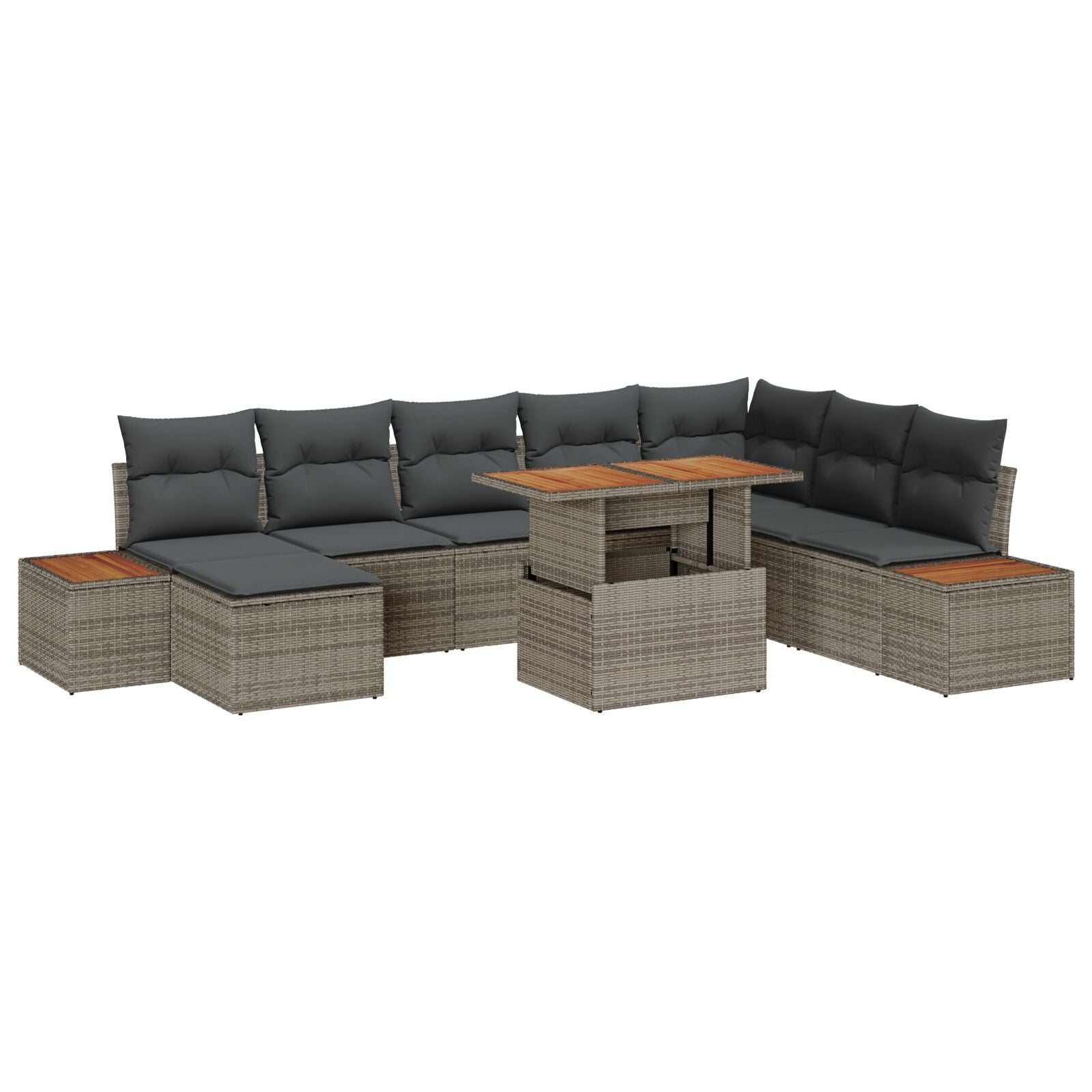 Tuinbank Set Set Van 9 Grijs Rattan Tuin Hoekbank Rechthoekig