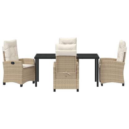 5-Delige Tuinset Met Kussens Beige Poly Rattan