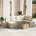 Loungeset polyrattan 7-delig beige
