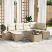 Loungeset polyrattan 7-delig beige