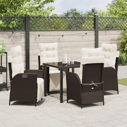 5-Delige Tuin Eetset Bruin Poly Riet