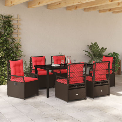 7-Delige Tuin Eetset Bruin Poly Rattan