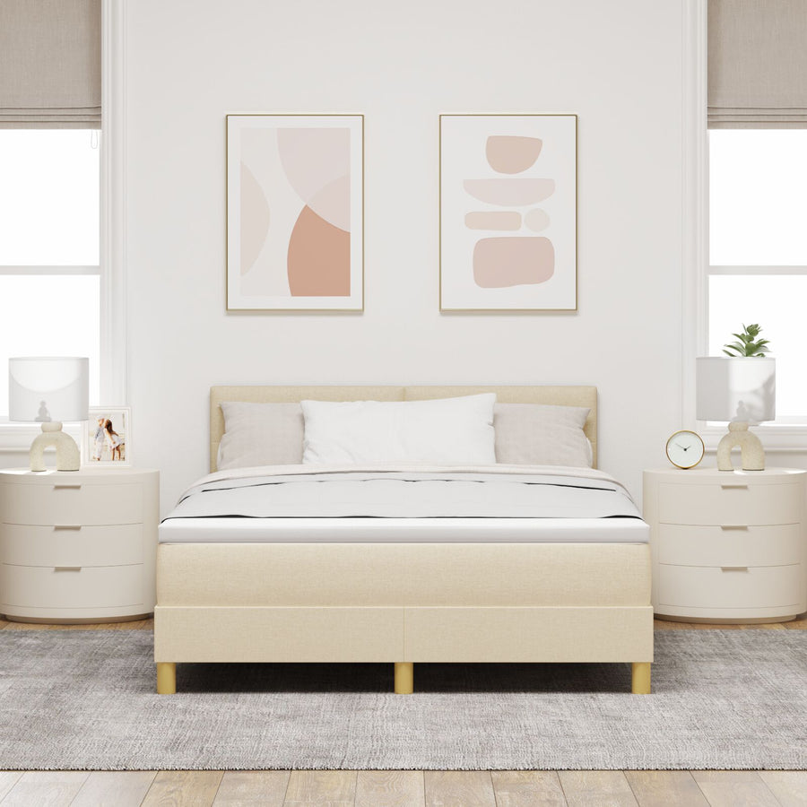 Boxspringbed Met Matras Stof Crème 160 x 200 cm Met knopen