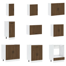Keuken Kast ""Kalmar"" Met Dubbele Wastafels Bewerkt Hout Bruin eiken
