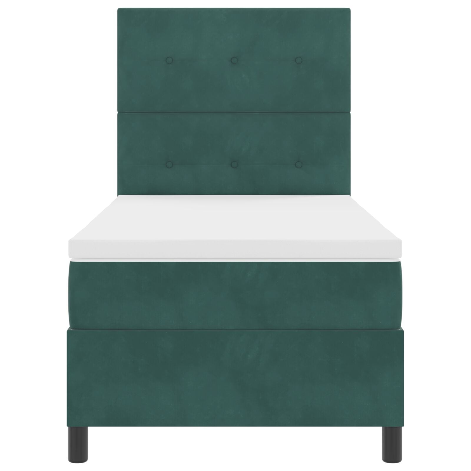 Boxspring Bed Met Matras Donkergroen Eenpersoons Fluweel Blauw