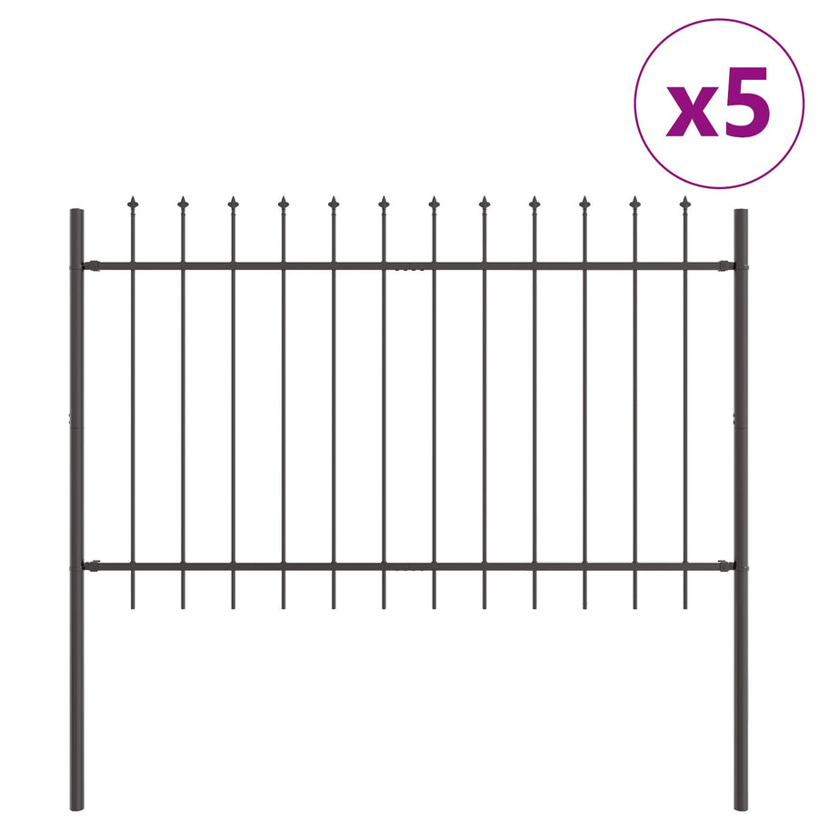Tuinafscheiding Met Spitse Bovenkant 8,5X0,8 M Staal Grijs 0.8 m 8.5 m