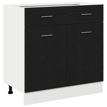 Kast Met Lade In Zwart Eiken, 80X46X81.5 Cm, Gemaakt Van Bewerkt Hout