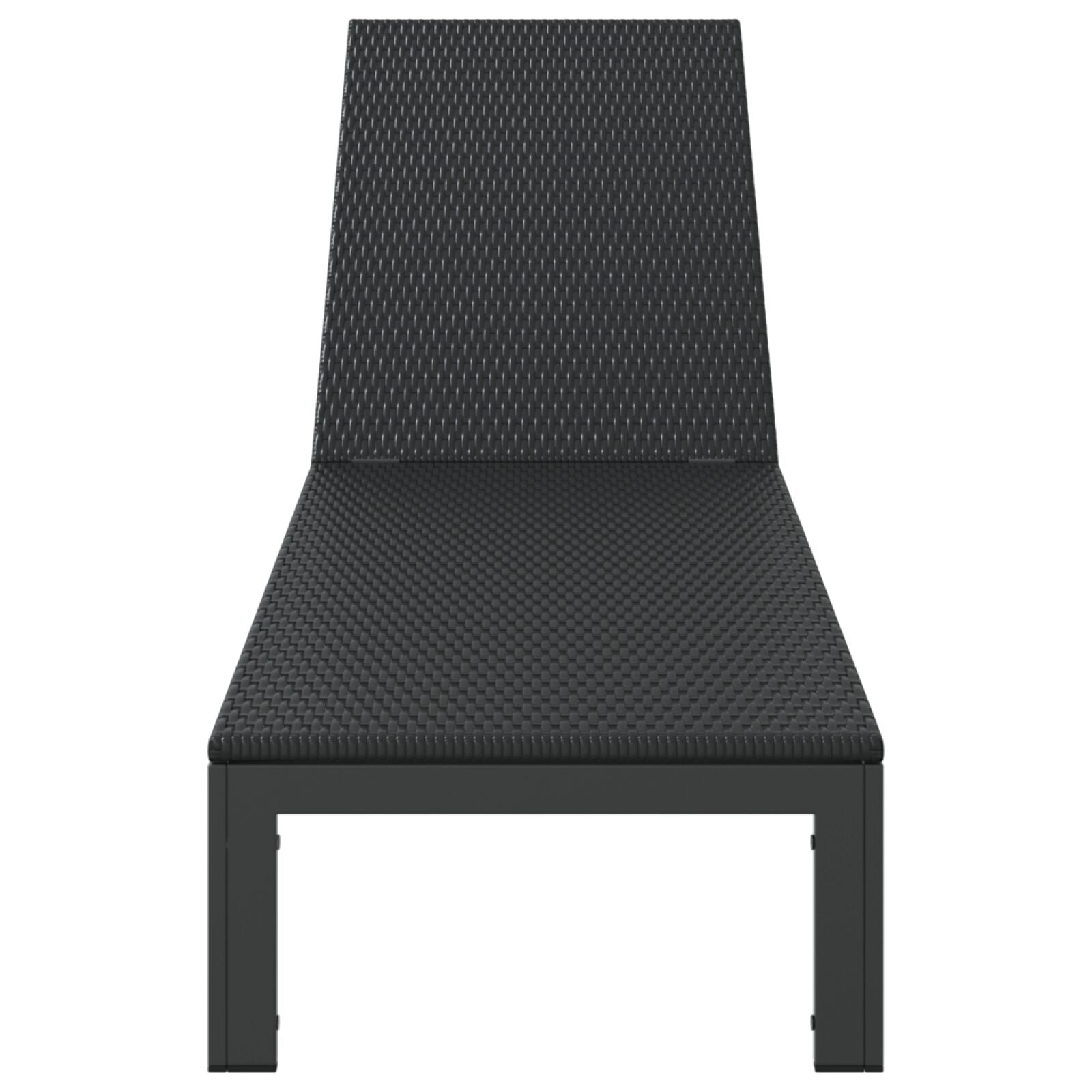 Zonnebed Met Wielen Poly Rattan Zwart 200 x 54 x 27.5 cm