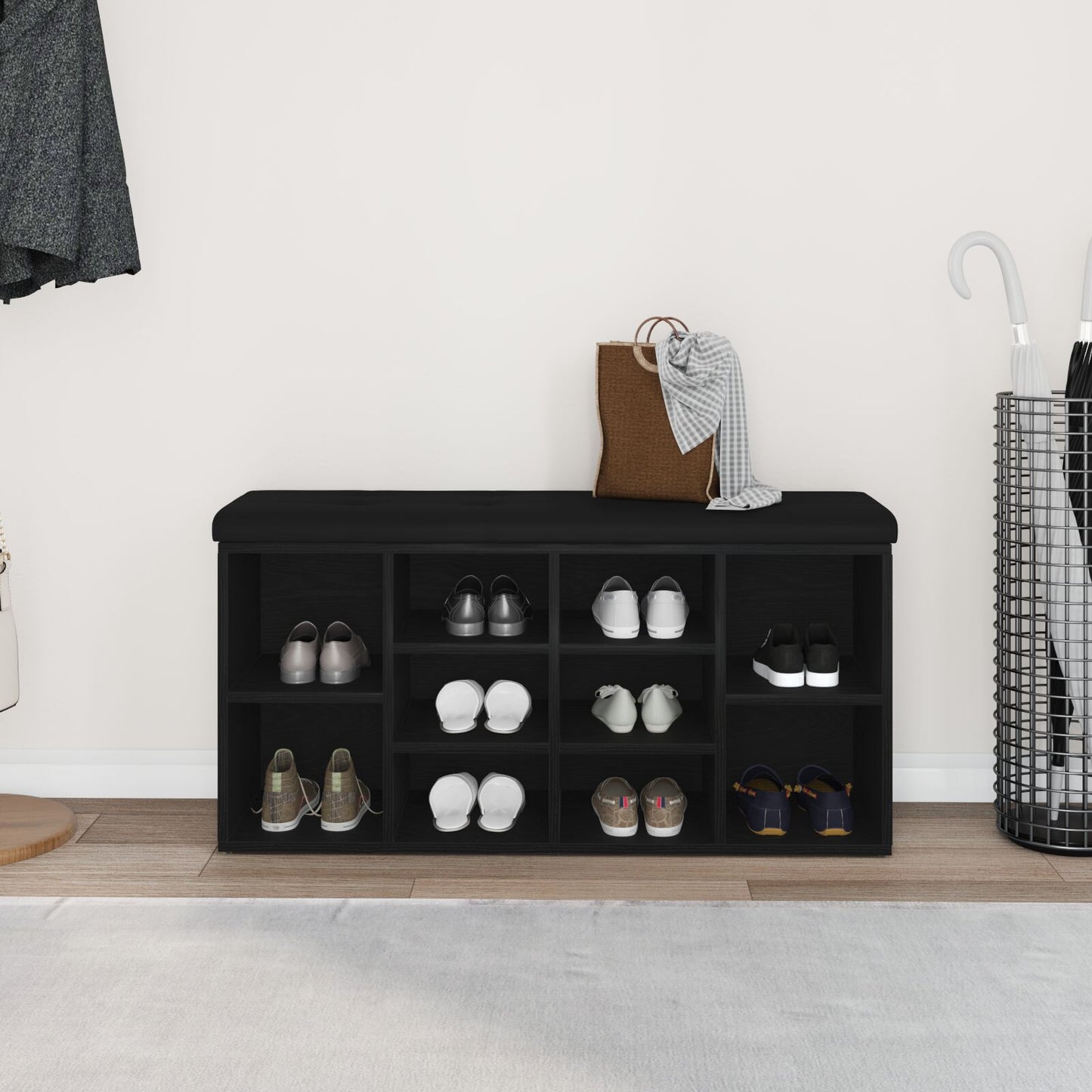 Opbergbank 100X30X48 Cm Engineered Wood 102 x 32 x 48 cm Zwart eiken