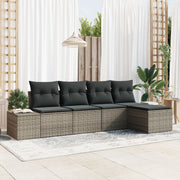 Loungeset poly rattan 5-delig grijs