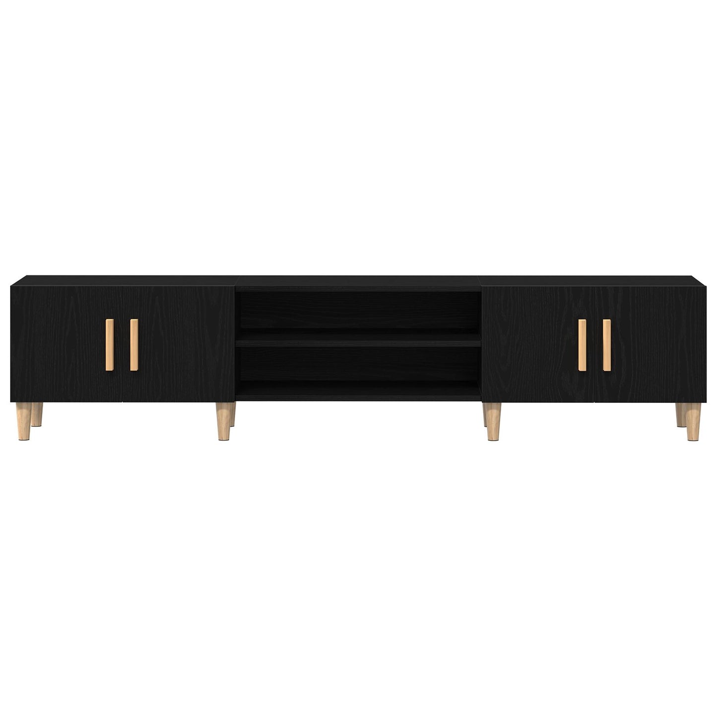 Tv Meubel Zwart Eiken 180X31,5X40 Cm Geengineerd Hout