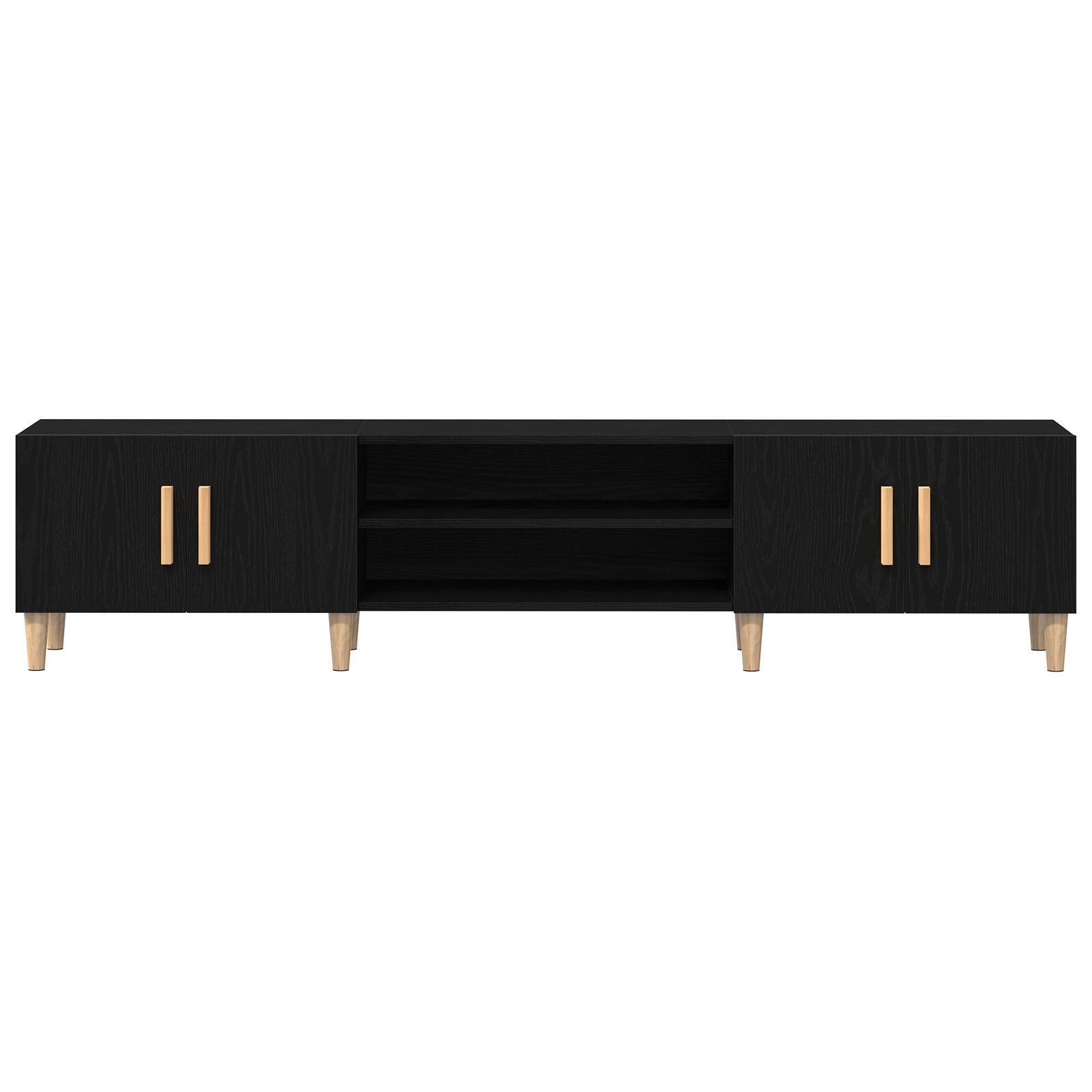 Tv Meubel Zwart Eiken 180X31,5X40 Cm Geengineerd Hout
