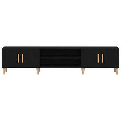 Tv Meubel Zwart Eiken 180X31,5X40 Cm Geengineerd Hout