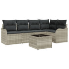 Garden Sofa Set with Cushions 6 pcs Light Grey Poly Rattan