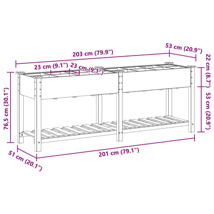 Tuincontainer Met Rasters 203X53X76 Cm Massief Vurenhout 203,5 x 53 x 76,5 cm