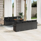 Garden Bench Set with Cushion 7 pcs Black poly rattan