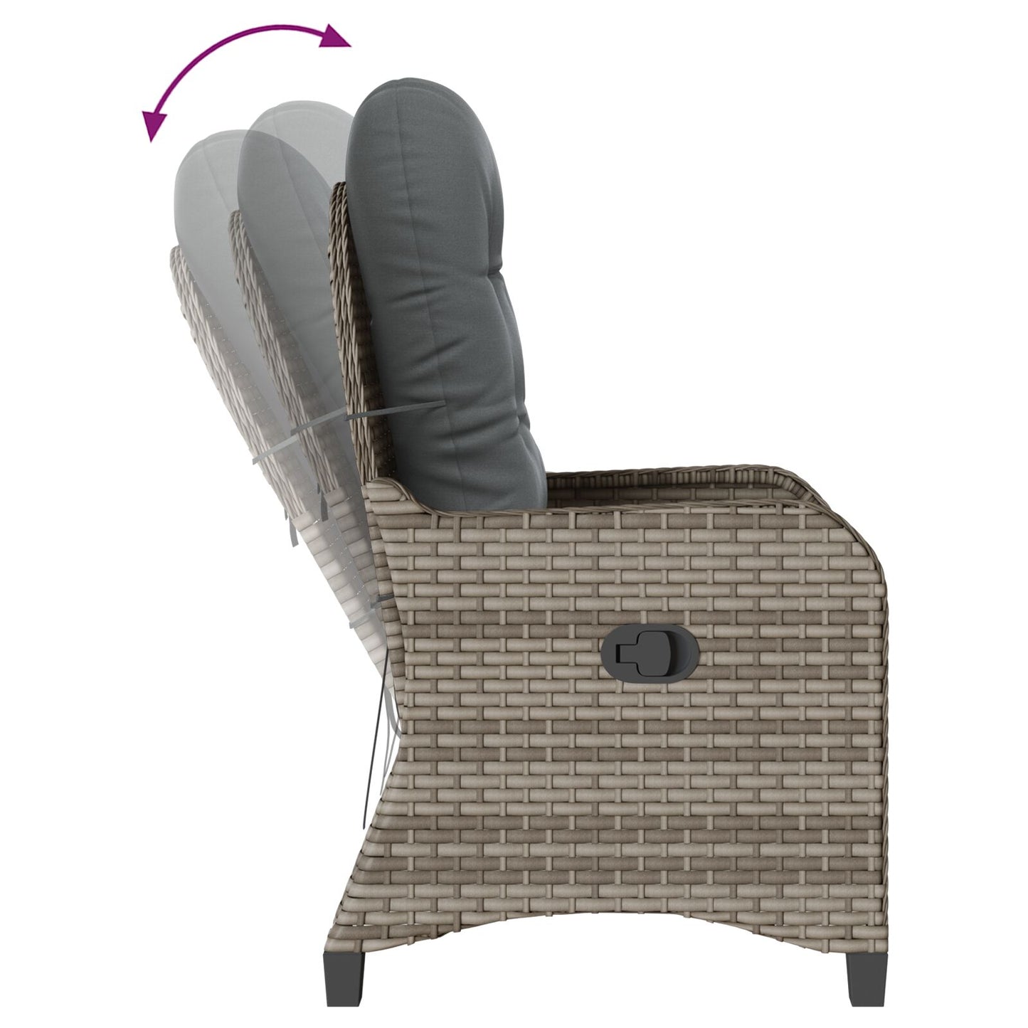 Relaxstoel Met Kussen Poly Rattan Grijs