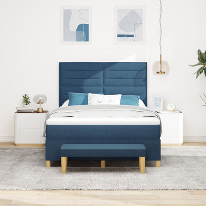 Boxspringbed Met Matras & Bank Stof Blauw 140 x 190 cm Lijnen ontwerp