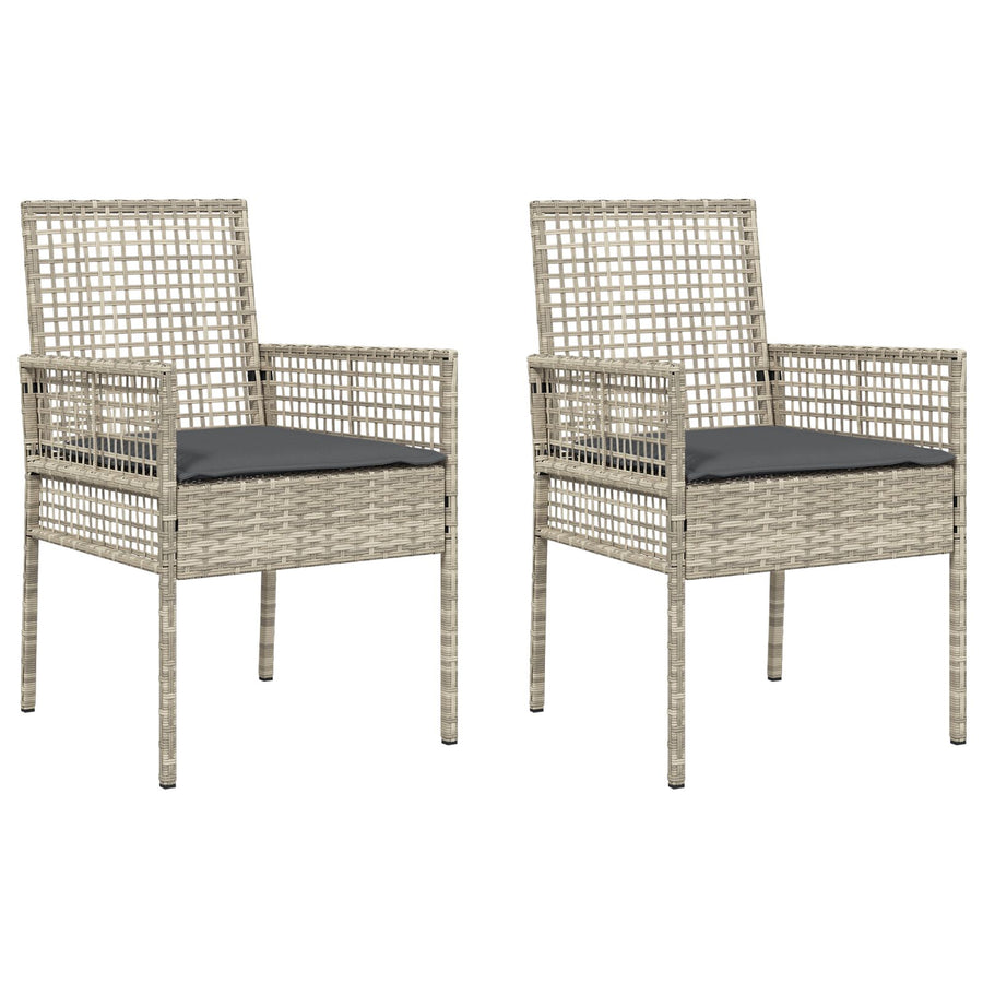 Tuinstoelen 2 Stuks Met Kussens Poly Rattan Lichtgrijs en Donkergrijs