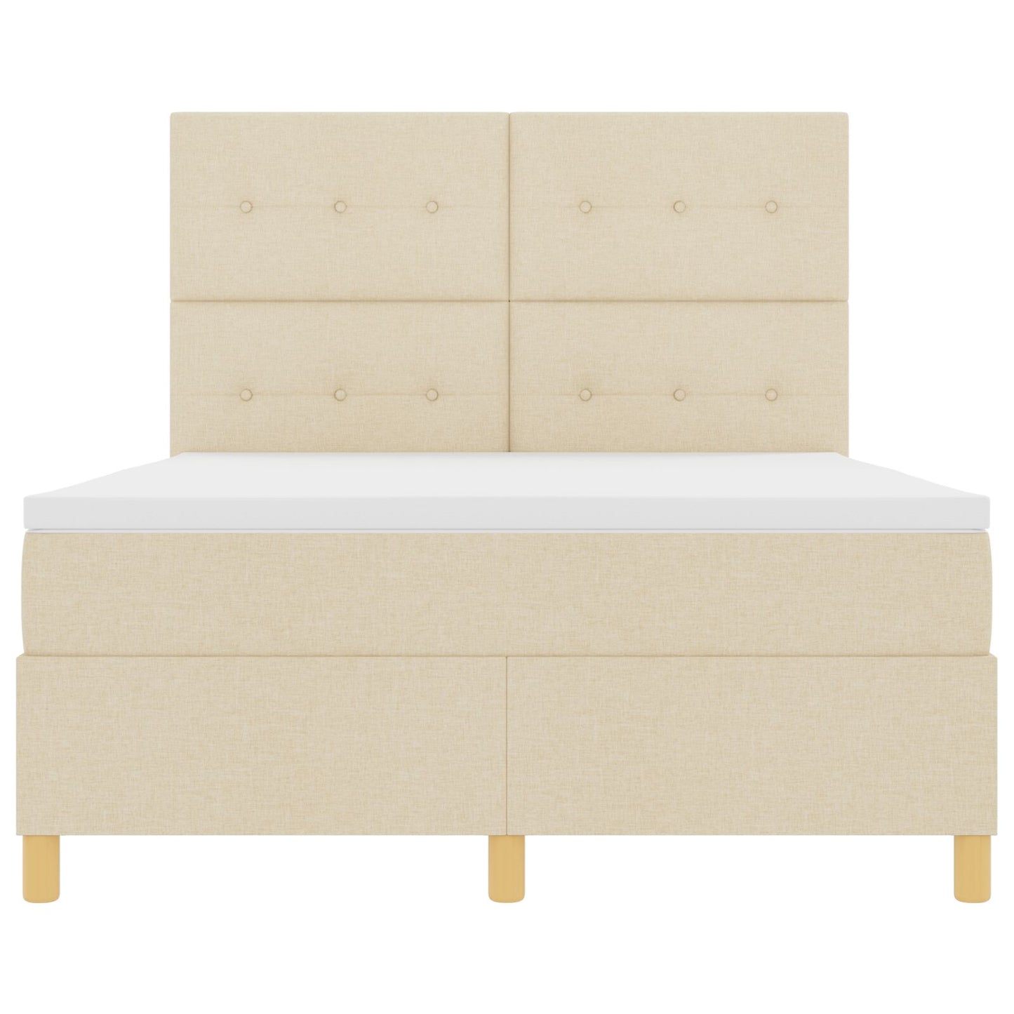 Boxspring Bed Met Matras Crème 140X190 Cm Stof Blauw