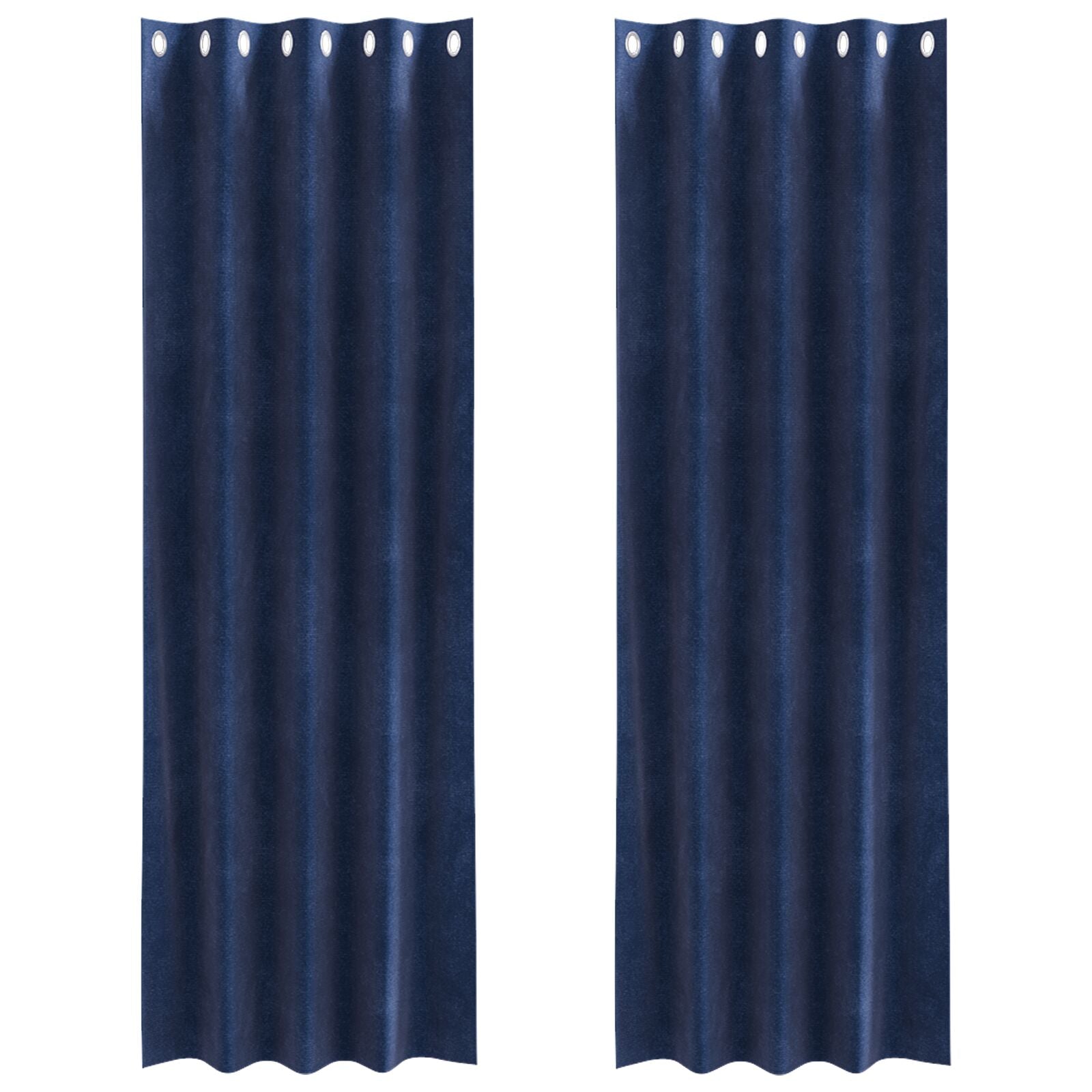 Zwarte Verduisteringsgordijnen 2 Stuks Fluweel Donkerblauw 140 x 245 cm met oogjes