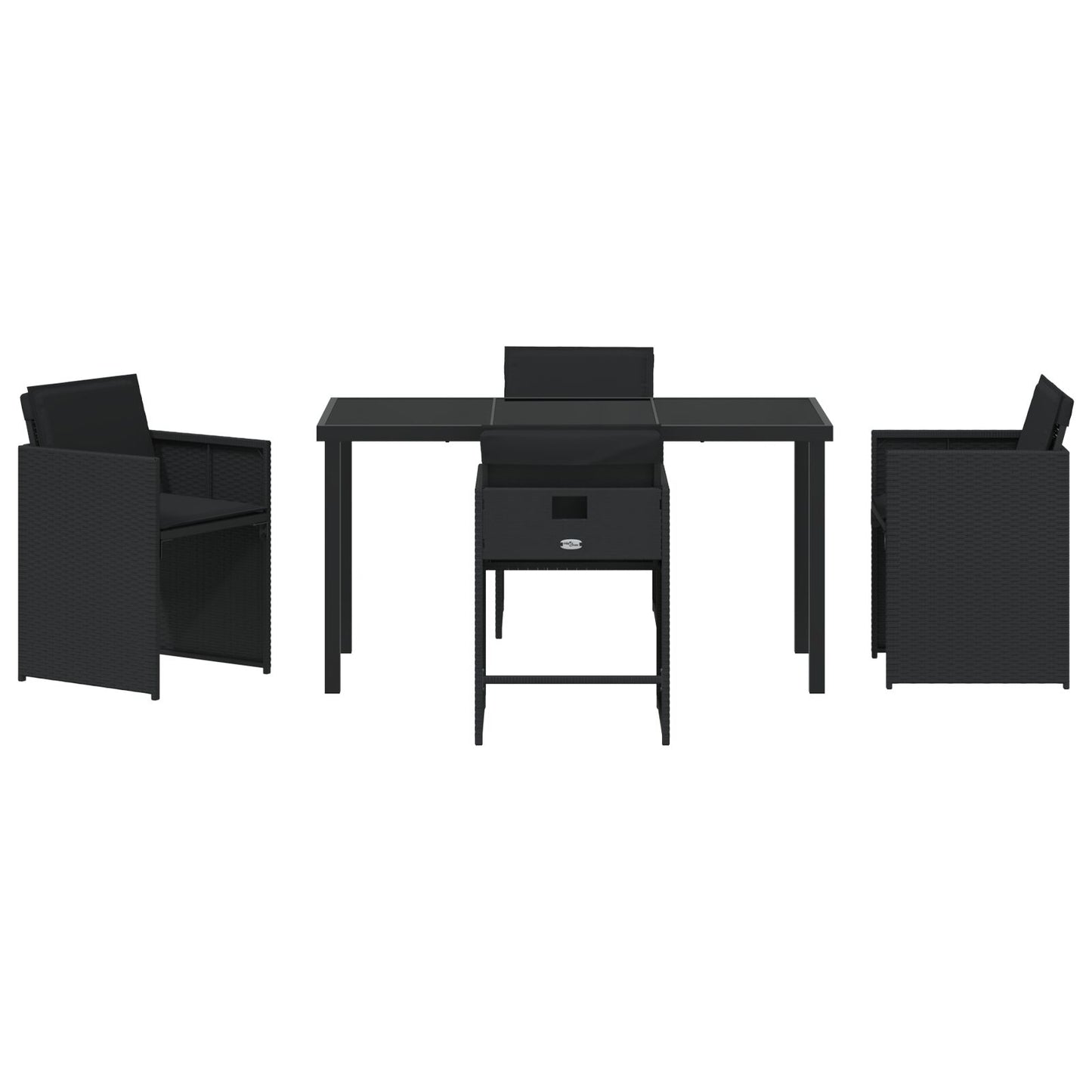 5 Delige Tuin Eetset Met Kussens Zwart Poly Rattan