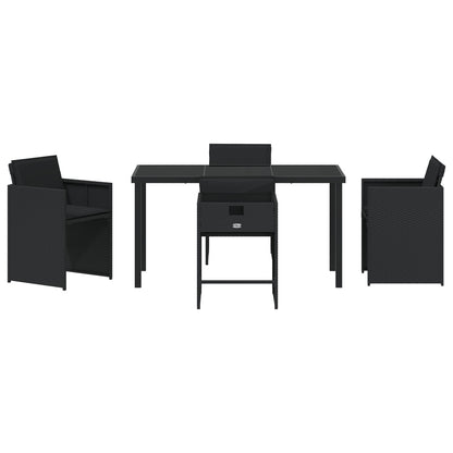 5 Delige Tuin Eetset Met Kussens Zwart Poly Rattan
