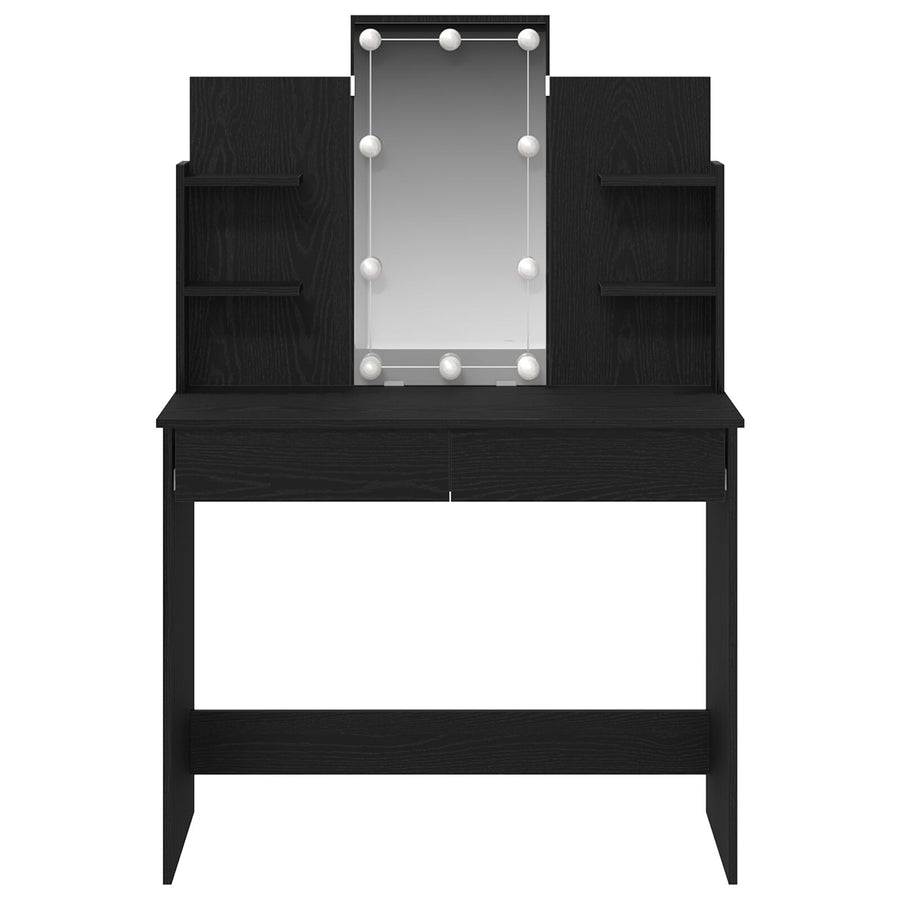 Kaptafel Met Led-Verlichting Zwart Eiken 96X40X142 Cm