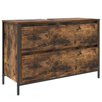 3 Delige Badkamermeubelset Smoked Oak Engineered Wood Gerookte eiken