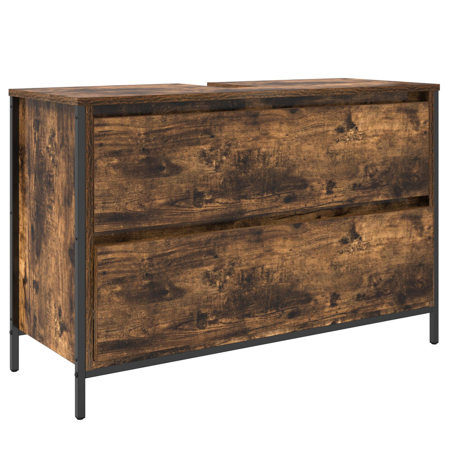 3 Delige Badkamermeubelset Smoked Oak Engineered Wood Gerookte eiken
