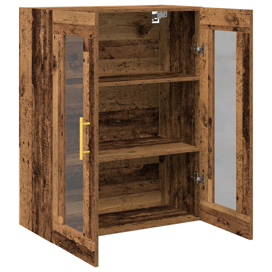 Wandkast Met Glazen Deuren Oud Hout 69,5X34X90 Cm