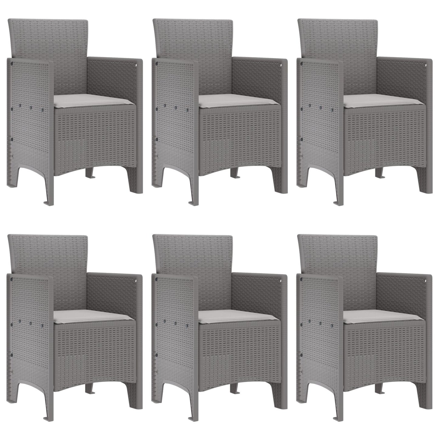 7-Delige Tuindinerset Met Kussens Lichtgrijs Poly Rattan