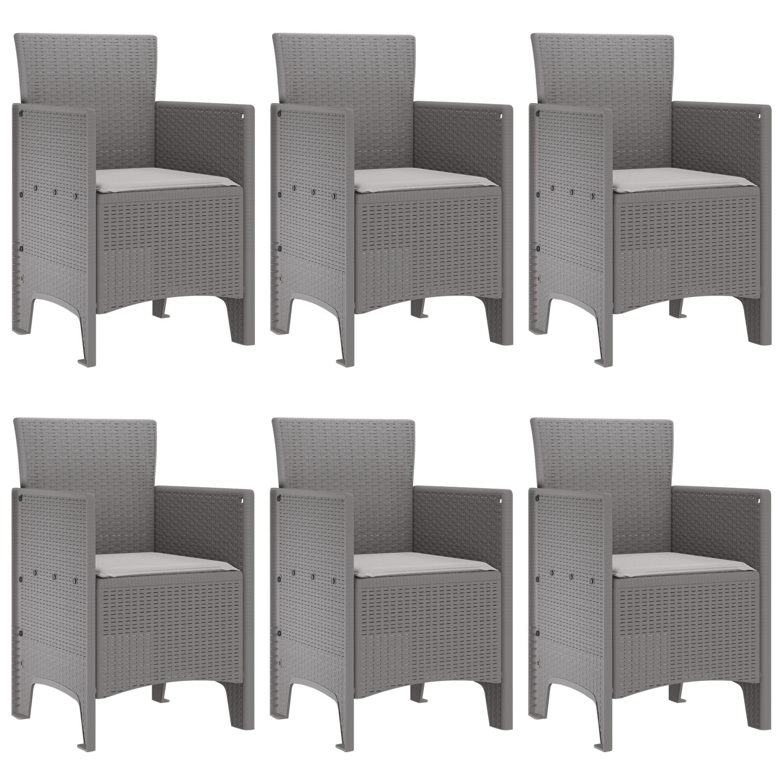 7-Delige Tuindinerset Met Kussens Lichtgrijs Poly Rattan