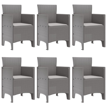 7-Delige Tuindinerset Met Kussens Lichtgrijs Poly Rattan