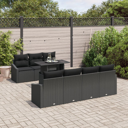 Tuin Sofa Set Set Van 8 Houtskool Riet, Polyester Tuin Sofa