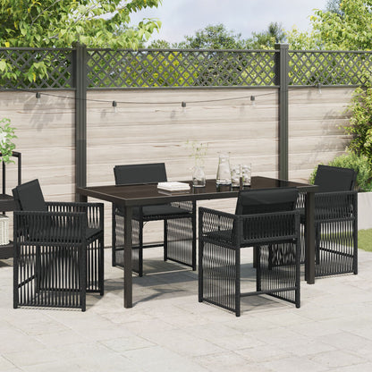 5-Delige Tuindining Set Met Kussens Zwart Poly Rattan