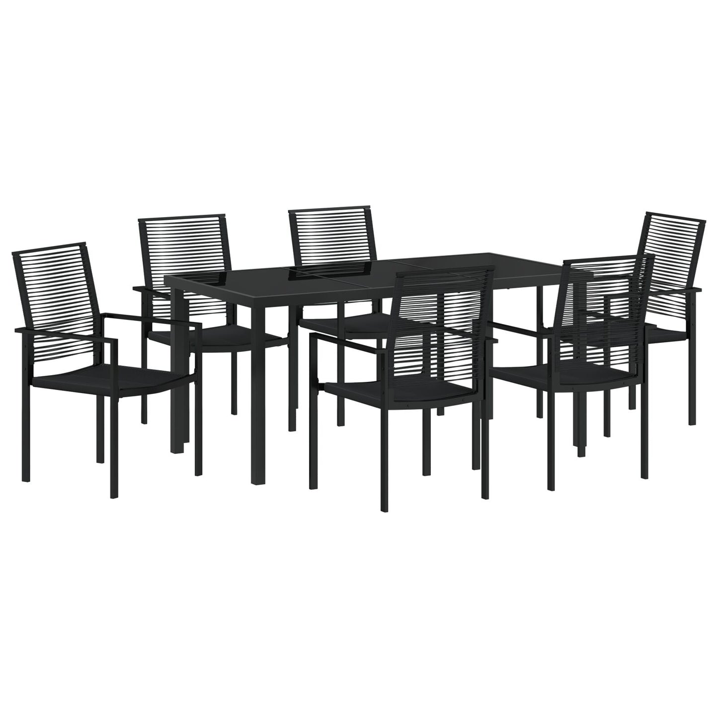 7-Delige Tuindinerset Zwart Pvc Riet